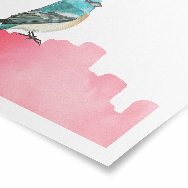 Poster Uccello su sfondo rosa