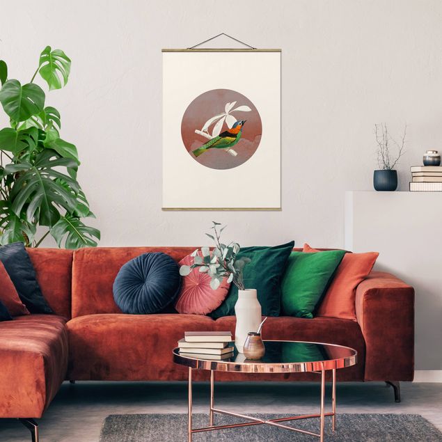 Quadri moderni colorati Collage di uccelli in un cerchio ll