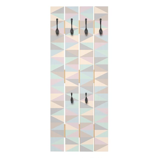 Appendiabiti pannello effetto legno Triangoli in colori pastello