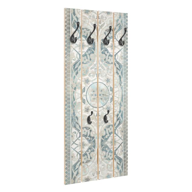 Appendiabiti da parete con pannello Pannelli in legno Persiano Vintage I