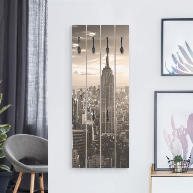 Appendiabiti pannello con architettura e skylines Skyline di Manhattan