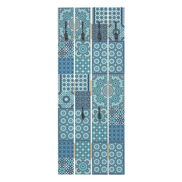 Attaccapanni blu Piastrelle mosaico marocchino blu turchese