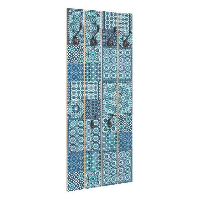 Pannello appendiabiti Piastrelle mosaico marocchino blu turchese