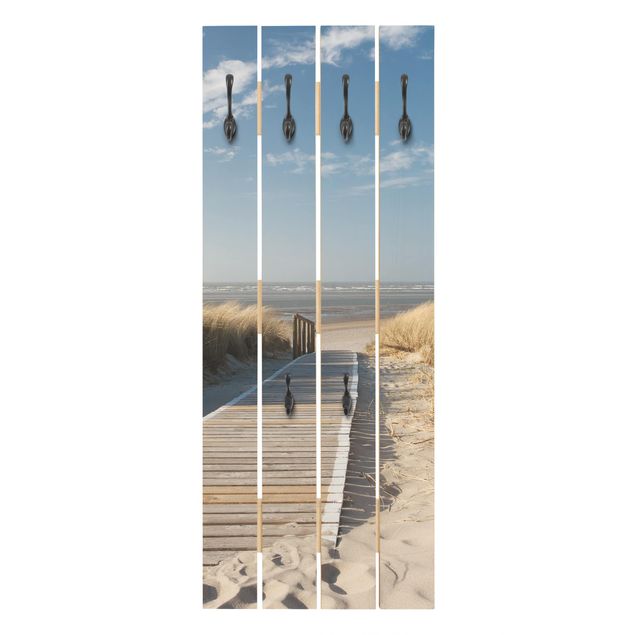 Appendiabiti pannello effetto legno Spiaggia del Mar Baltico