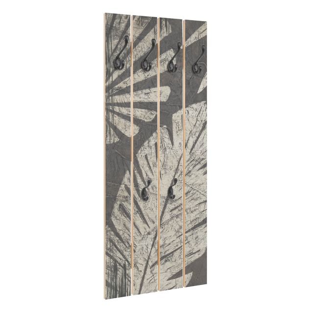 Pannello appendiabiti Sfondo grigio scuro con foglie di palma