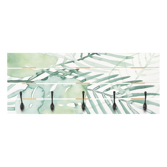 Attaccapanni verde Fronde di palma in acquerello I