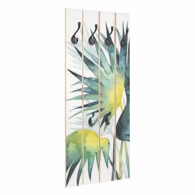 Appendiabiti da parete con pannello Fogliame tropicale - Palma a ventaglio
