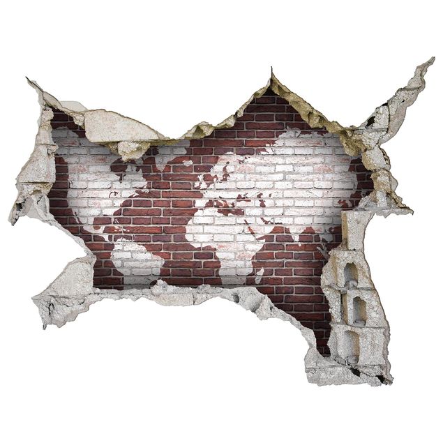 Adesivi murali mappamondo Mappa del mondo in mattoni