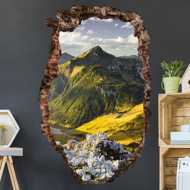 Sticker murali 3d Mountains And Valley Of The Lechtal Alps In Tirol
