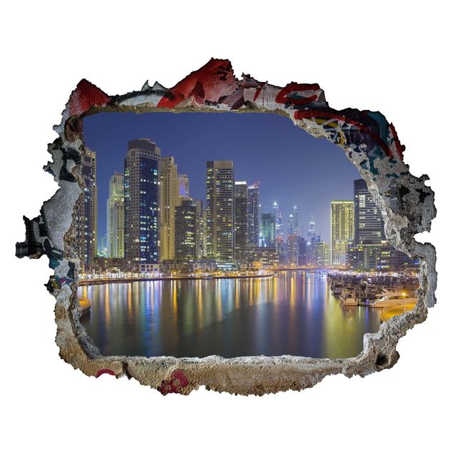 Adesivi murali con metropoli Dubai Skyline di notte
