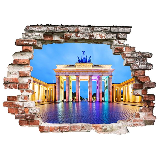 Adesivi murali con metropoli Porta di Brandeburgo illuminata