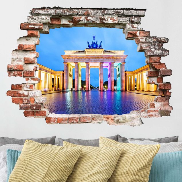 Adesivi murali 3d Porta di Brandeburgo illuminata