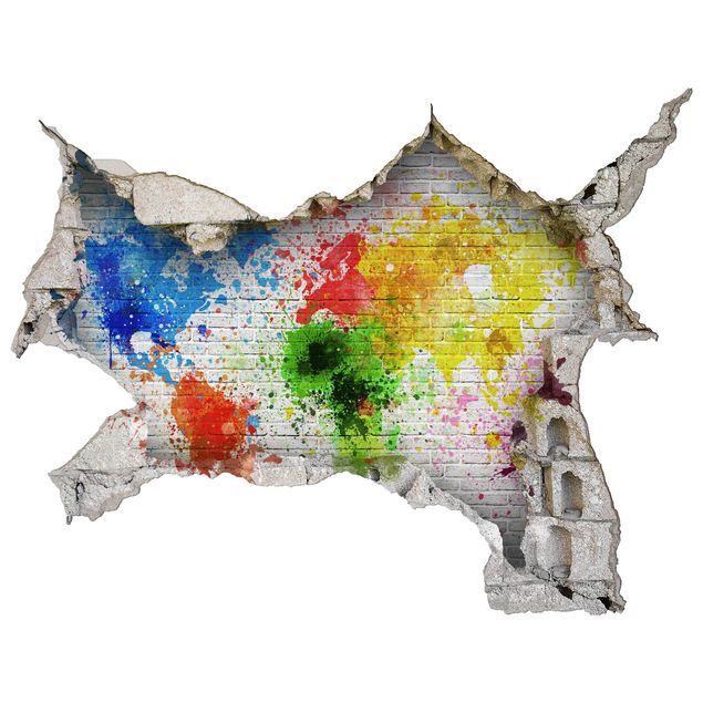 Adesivi murali mappamondo Muro di mattoni bianchi Mappa del mondo