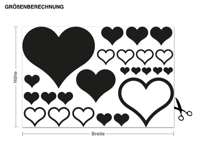 Stickers murali cuore Set complementare Cuori