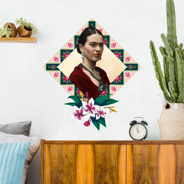 Adesivi murali piante Frida Kahlo - Fiori e geometria