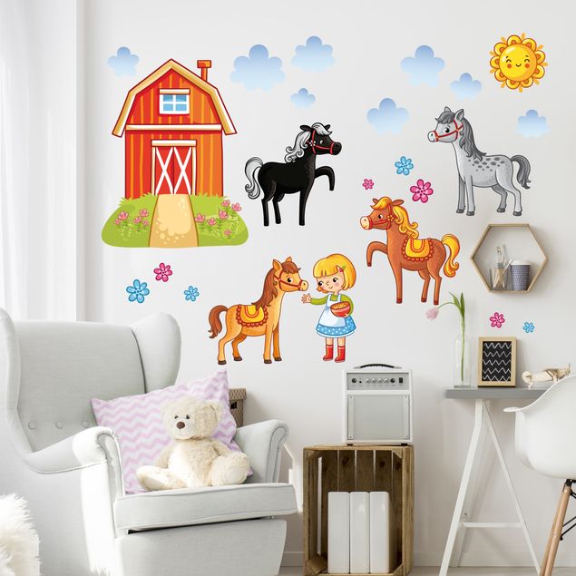 Adesivi murali cavallo Farm Set with Horses
