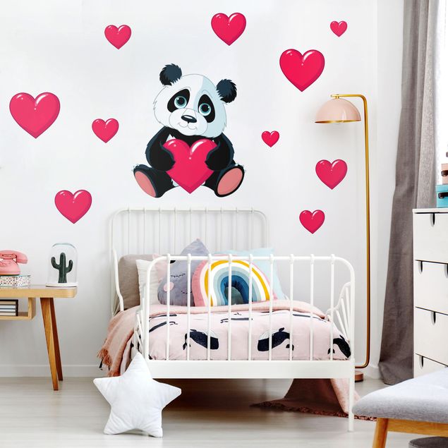Autocolantes de parede pandas Panda con cuori