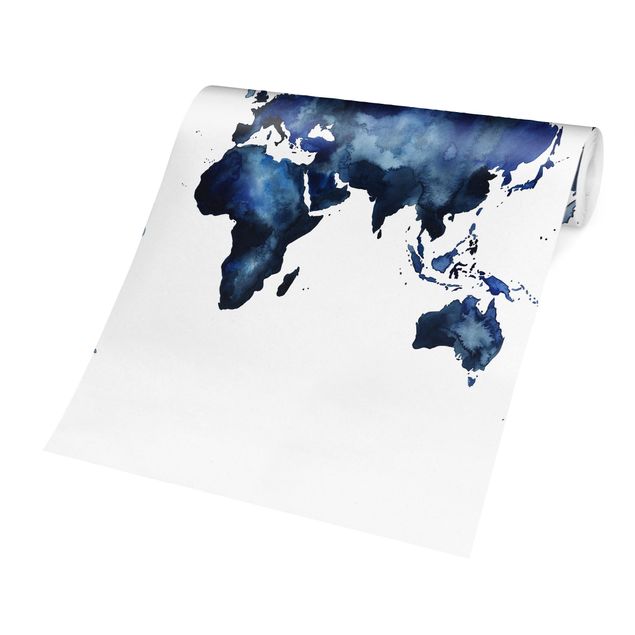 Carta da parati blu Mappa del mondo dell'acqua chiara