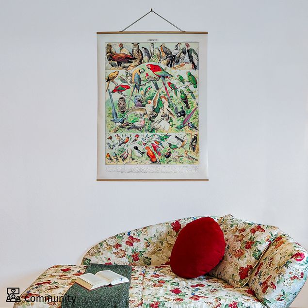 Foto su tessuto da parete con bastone - Uccelli da tavolo Vintage - Verticale 4:3