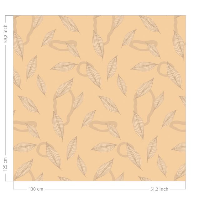 tende floreali Motivo a foglie di salice - Arancione pastello