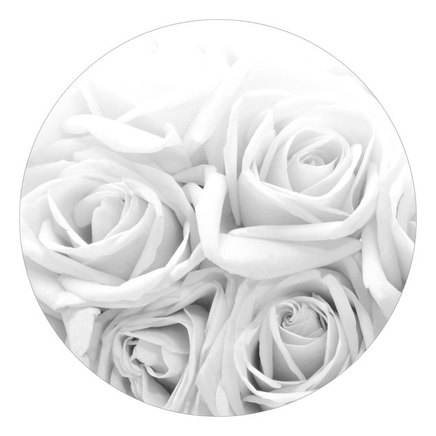 Carta da parati moderna Rose bianche in bianco e nero