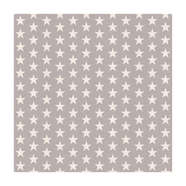 Tappetino di sughero - Stelle bianche su sfondo grigio - Quadrato 1:1