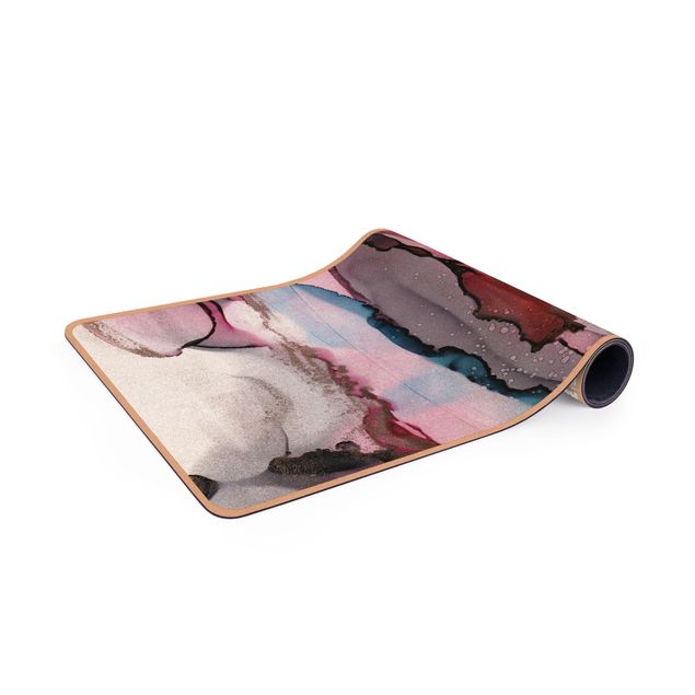 tappeti moderni fucsia Onde di surf in viola con oro rosa