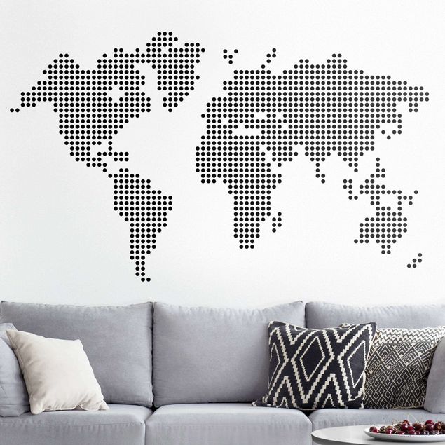 Disegni adesivi per pareti Puntini - Mappa del Mondo