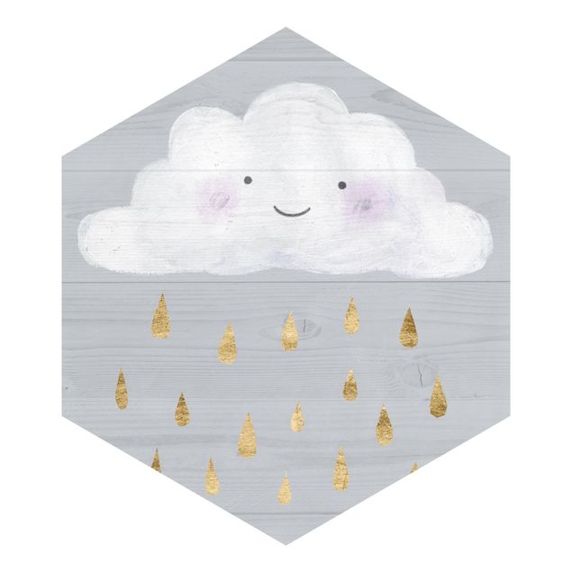 Carte da parati grigie Nuvola con gocce di pioggia d'oro