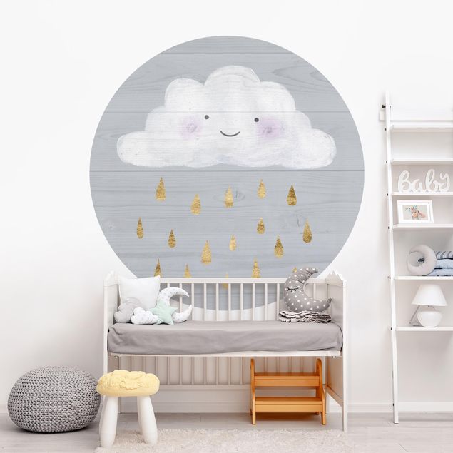 Decorazioni camera bambini Nuvola con gocce di pioggia d'oro