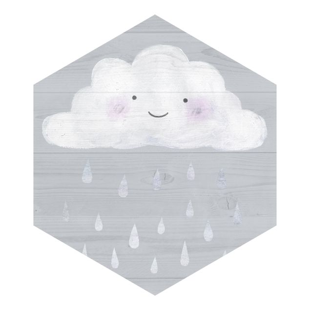 Carta da parati grigie Nuvola con gocce di pioggia d'argento