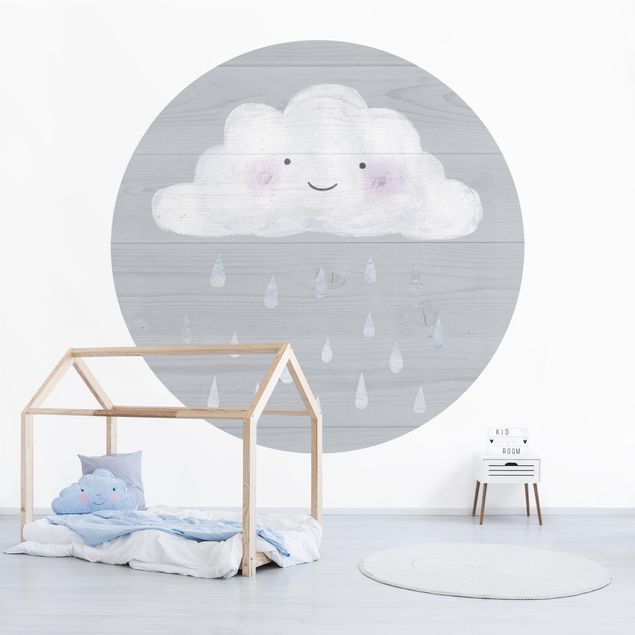 Decorazioni camera bambini Nuvola con gocce di pioggia d'argento