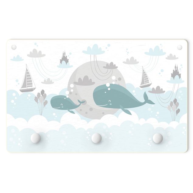 Appendiabiti Nuvole con balena e castello