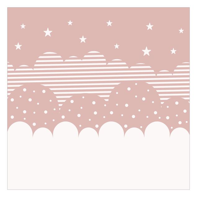 Carte da parati rosa Nuvole e stelle - rosa