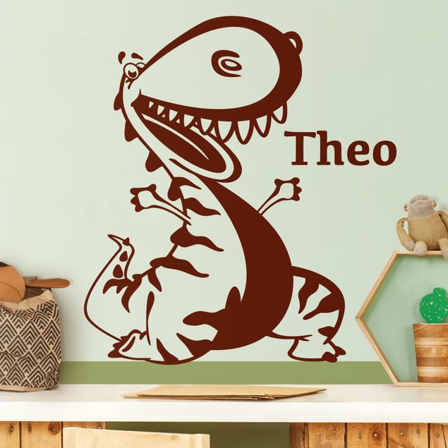 Scritte adesive muro personalizzate Dinosauro con nome personalizzato