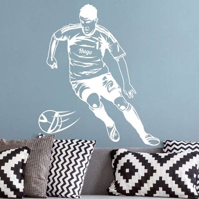 Scritte adesive muro personalizzate Giocatore di calcio con nome personalizzato