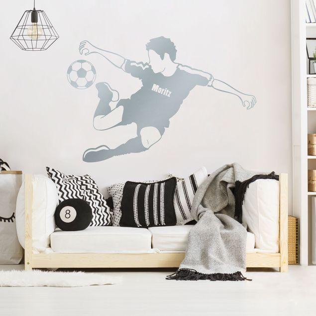 Adesivo murale calcio Testo personalizzato calciatore