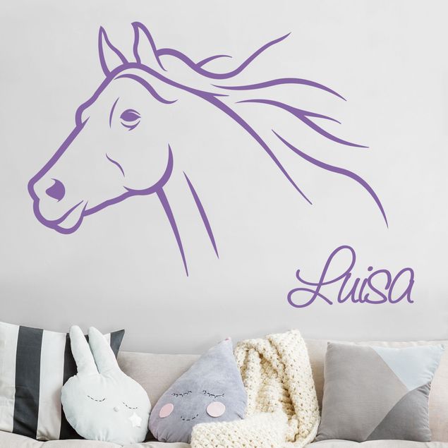 Frasi adesive per pareti personalizzate Cavallo con nome personalizzato