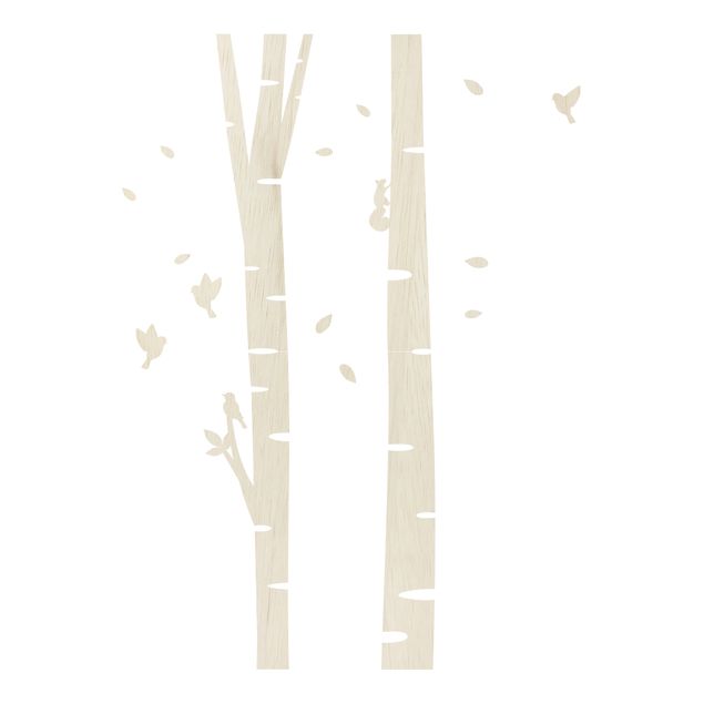 Quadro natura Set XL alberi di betulla scoiattoli uccelli