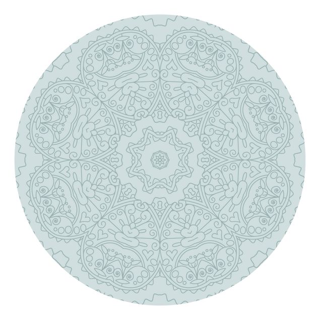 Carte da parati moderne Fiore mandala frastagliato con stella in turchese