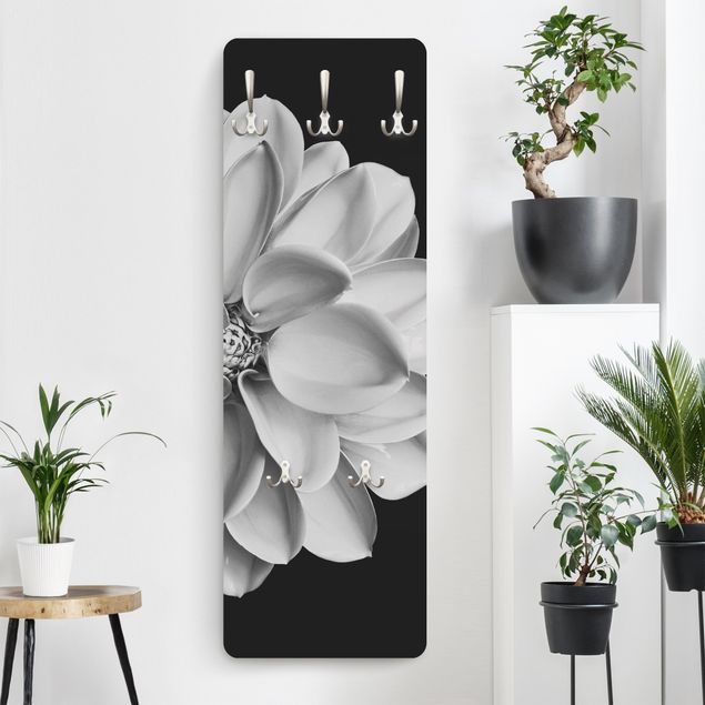 Appendiabiti fiore Dalia delicata in bianco e nero