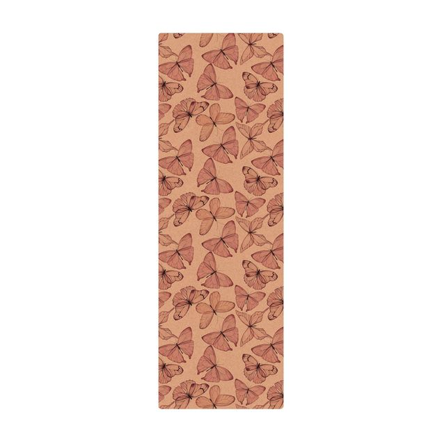 Tappetino di sughero - Delicate farfalle rosa - Formato verticale 1:2