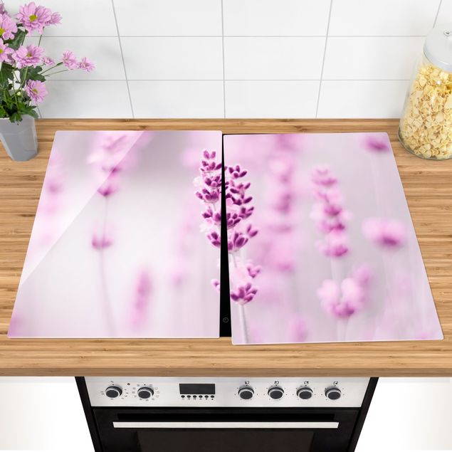 Coprifornelli con fiori Lavanda viola pallido