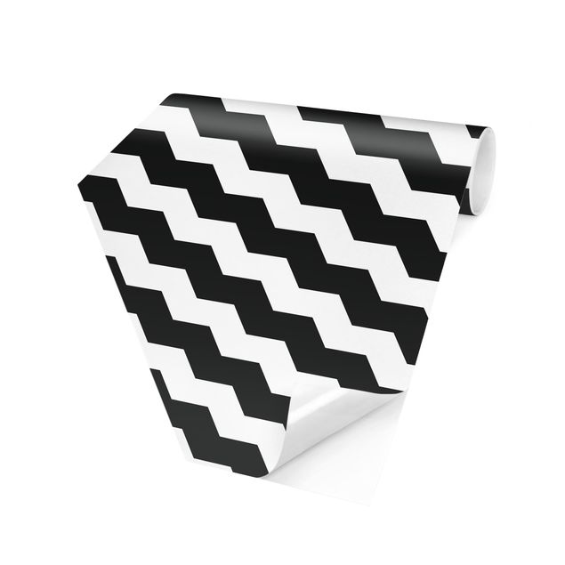 Carta da parati con disegni Motivo a zig zag geometrico in bianco e nero